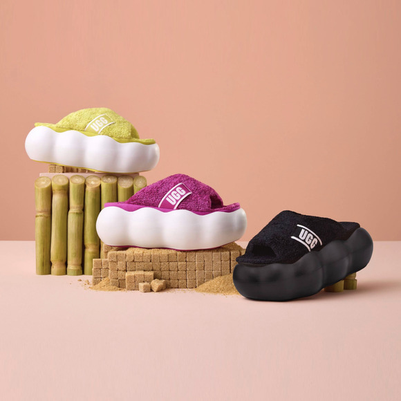 UGG Sugarcloud Platform Slide SZ 7 Sunny Yellow Fuzzy Terry Sandal 1138178 NWOB - Picture 12 of 12